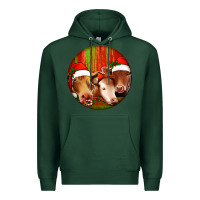 Sports Green Christmas Cow, Premium Hoodie - Jasminsmagicworld