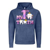 Vintage Denim my first tooth with teeth for girls Vintage Hoodie - AdoDesignShop