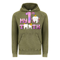 Vintage Olive my first tooth with teeth for girls Vintage Hoodie - AdoDesignShop