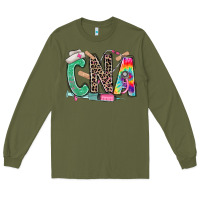 Army Green cna nurse tie dye leopard Long Sleeve Tee - RanaPortraitStore