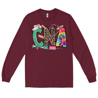 Burgundy cna nurse tie dye leopard Long Sleeve Tee - RanaPortraitStore
