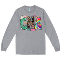Heather Grey cna nurse tie dye leopard Long Sleeve Tee - RanaPortraitStore