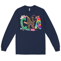 Navy cna nurse tie dye leopard Long Sleeve Tee - RanaPortraitStore