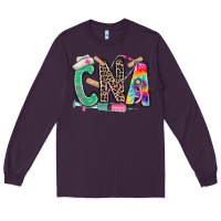 Plum cna nurse tie dye leopard Long Sleeve Tee - RanaPortraitStore