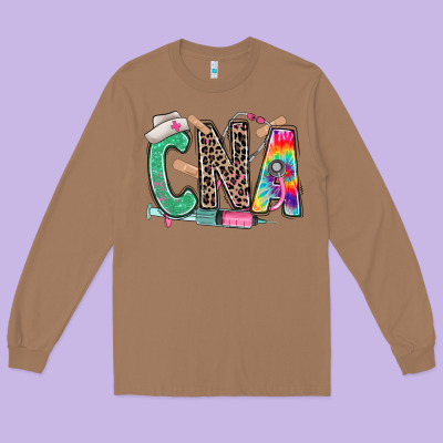 Long Sleeve Tee cna nurse tie dye leopard