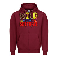 Burgundy wild about softball Zipper Hoodie - Zillion Design Studio