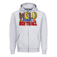 Heather Grey wild about softball Zipper Hoodie - Zillion Design Studio