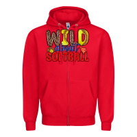 Red wild about softball Zipper Hoodie - Zillion Design Studio
