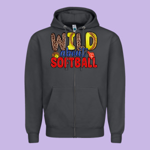 Wild About Softball Zipper Hoodie Designed By Zillion Design Studio