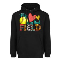 Black my heart is on that field softball Heavyweight Hoodie - HRA Design Shop