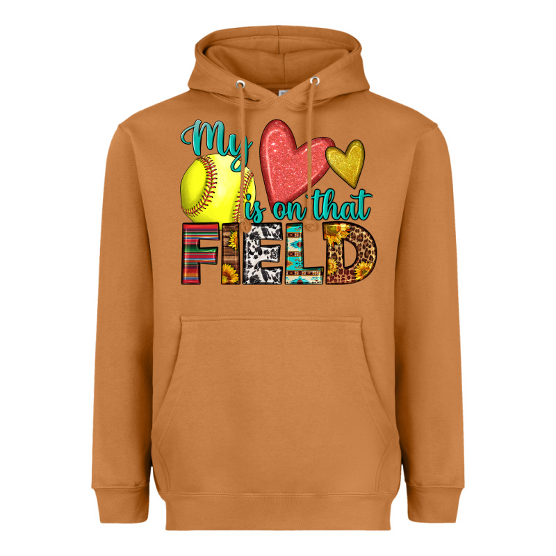 My Heart Is On That Field Softball Heavyweight Hoodie by HRA Design Shop | Teevron
