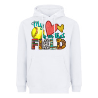 White my heart is on that field softball Heavyweight Hoodie - HRA Design Shop