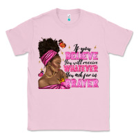 Bubblegum Pink afro woman bun and religion faith prayer Classic Tee - texasbilliewilder