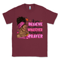 Burgundy afro woman bun and religion faith prayer Classic Tee - texasbilliewilder