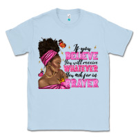 Dusty Blue afro woman bun and religion faith prayer Classic Tee - texasbilliewilder