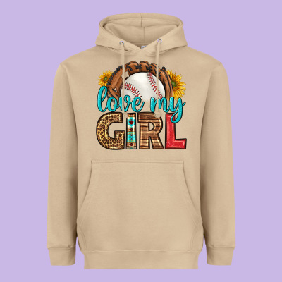 Love My Girl Baseball Heavyweight Hoodie Designed By Hra Design Shop