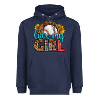 Navy love my girl baseball Heavyweight Hoodie - HRA Design Shop