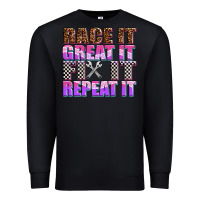 Black race ıt great ıt fıx ıt repeat ıt Premium Sweatshirt - AdoDesignShop