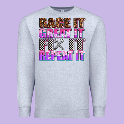 Race ıt Great ıt Fıx ıt Repeat ıt Premium Sweatshirt Designed By Adodesignshop