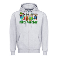 Heather Grey math teacher coffee cups Zipper Hoodie - texasbilliewilder