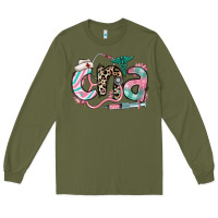 Army Green floral cna certified nursing assistant Long Sleeve Tee - RanaPortraitStore