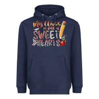 Navy my class is full of sweet hearts Heavyweight Hoodie - RacoonDesign