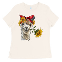 Bone alpaca with sunflowers and bandana Ladies Tee - BarkalooDesign