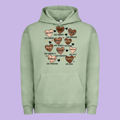Black History Month Hearts Urban Hoodie Designed By Maliassmallbusiness