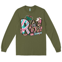 Army Green floral rn registered nurse Long Sleeve Tee - RanaPortraitStore