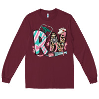 Burgundy floral rn registered nurse Long Sleeve Tee - RanaPortraitStore