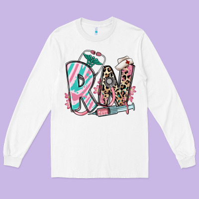 Long Sleeve Tee floral rn registered nurse
