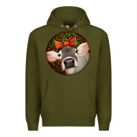 Army Green Christmas Cow, Premium Hoodie - Jasminsmagicworld