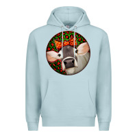 Blue Mist Christmas Cow, Premium Hoodie - Jasminsmagicworld
