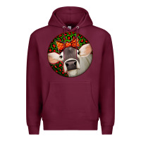 Burgundy Christmas Cow, Premium Hoodie - Jasminsmagicworld