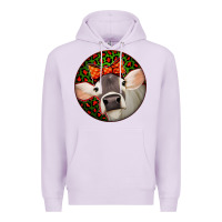 Lilac Christmas Cow, Premium Hoodie - Jasminsmagicworld