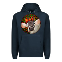 Navy Christmas Cow, Premium Hoodie - Jasminsmagicworld