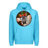 Ocean Blue Christmas Cow, Premium Hoodie - Jasminsmagicworld