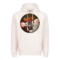 Pale Pink Christmas Cow, Premium Hoodie - Jasminsmagicworld