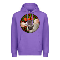 Purple Christmas Cow, Premium Hoodie - Jasminsmagicworld