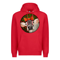 Red Christmas Cow, Premium Hoodie - Jasminsmagicworld