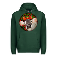 Sports Green Christmas Cow, Premium Hoodie - Jasminsmagicworld