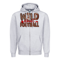 Heather Grey wild about football Zipper Hoodie - Zillion Design Studio