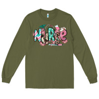 Army Green floral nurse Long Sleeve Tee - RanaPortraitStore