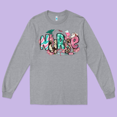 Long Sleeve Tee floral nurse
