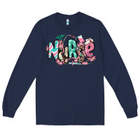 Navy floral nurse Long Sleeve Tee - RanaPortraitStore