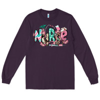 Plum floral nurse Long Sleeve Tee - RanaPortraitStore