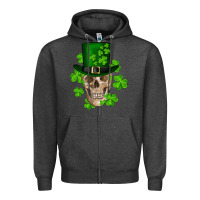 Charcoal Heather st. patrick's day skull Zipper Hoodie - RanaPortraitStore