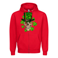 Red st. patrick's day skull Zipper Hoodie - RanaPortraitStore