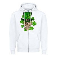 White st. patrick's day skull Zipper Hoodie - RanaPortraitStore