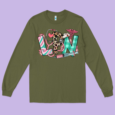 Long Sleeve Tee floral lpn licensed practical nurse